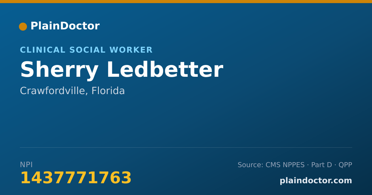Shareable card for Sherry Ledbetter - Clinical Social Worker, Crawfordville, FL