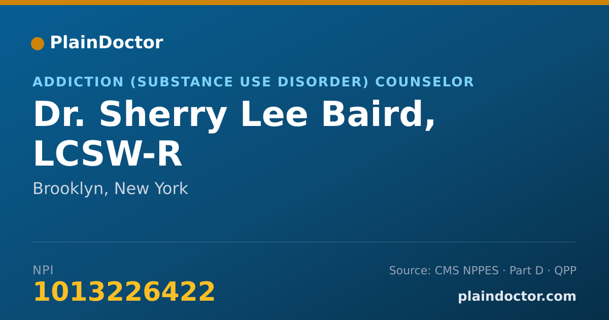 Shareable card for Sherry Lee Baird, LCSW-R - Addiction (Substance Use Disorder) Counselor, Brooklyn, NY