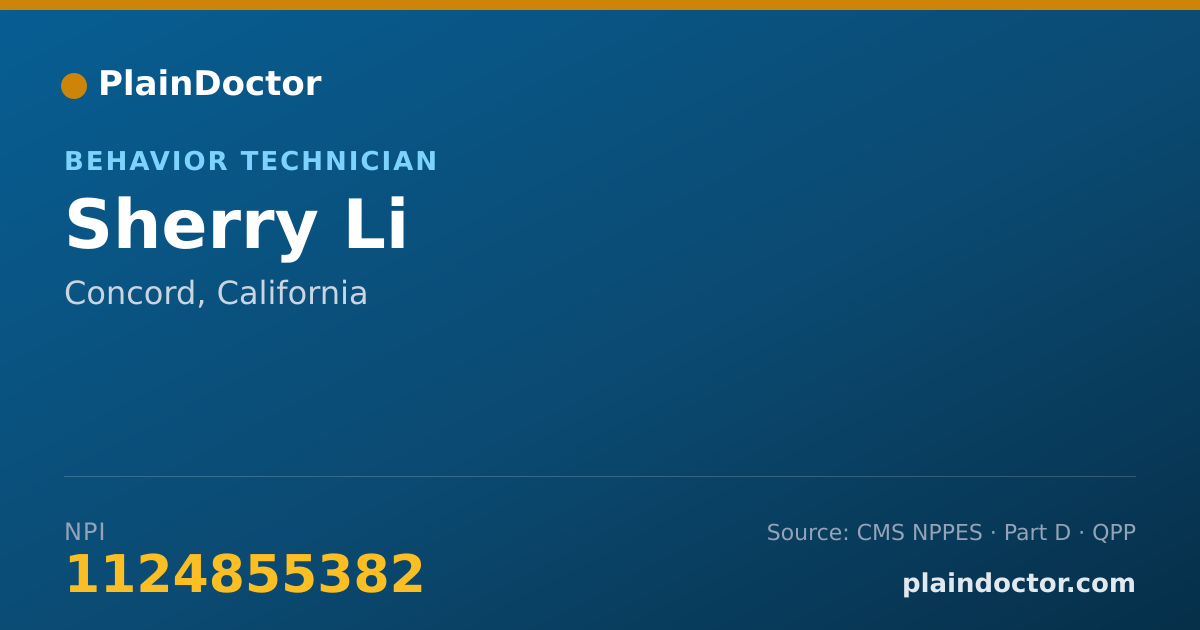 Shareable card for Sherry Li - Behavior Technician, Concord, CA