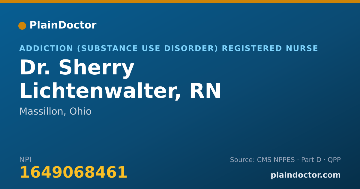 Shareable card for Sherry Lichtenwalter, RN - Addiction (Substance Use Disorder) Registered Nurse, Massillon, OH