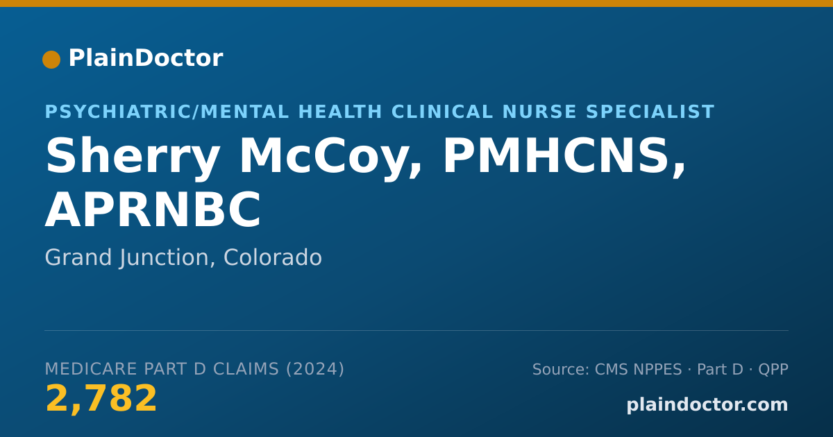 Shareable card for Sherry McCoy, PMHCNS, APRNBC - Psychiatric/Mental Health Clinical Nurse Specialist, Grand Junction, CO