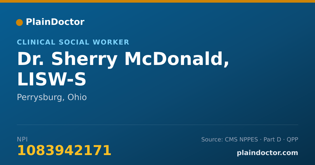 Shareable card for Sherry McDonald, LISW-S - Clinical Social Worker, Perrysburg, OH
