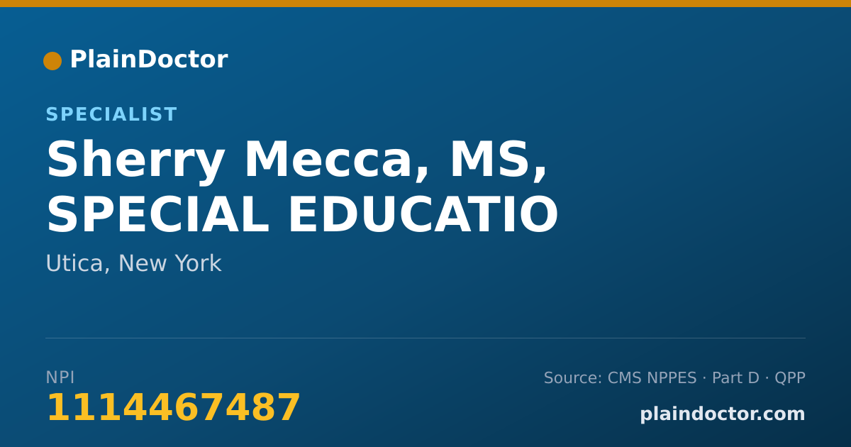 Shareable card for Sherry Mecca, MS, SPECIAL EDUCATIO - Specialist, Utica, NY