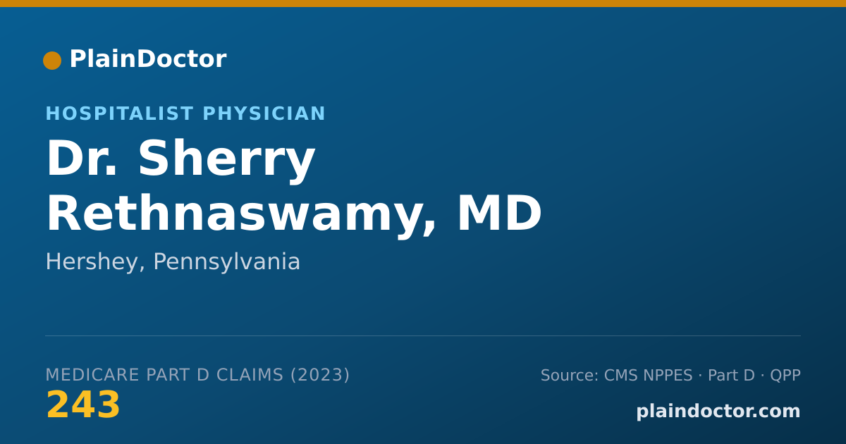 Shareable card for Sherry Rethnaswamy, MD - Hospitalist Physician, Hershey, PA