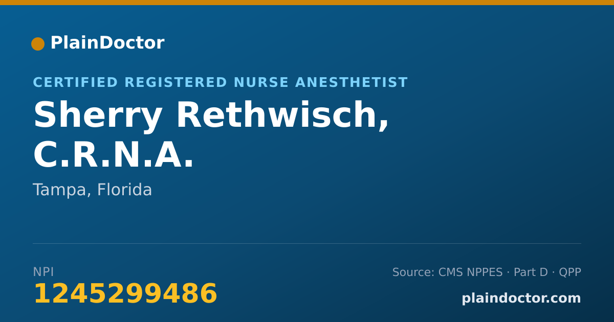 Shareable card for Sherry Rethwisch, C.R.N.A. - Certified Registered Nurse Anesthetist, Tampa, FL