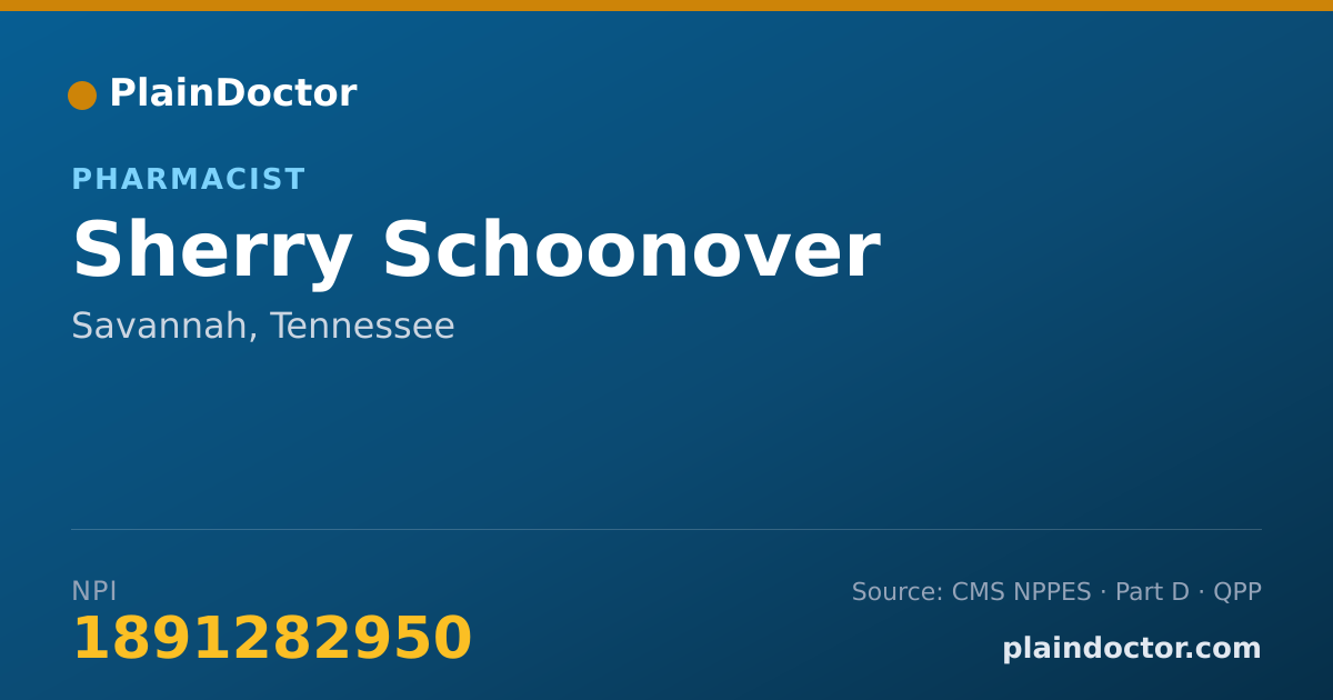 Shareable card for Sherry Schoonover - Pharmacist, Savannah, TN