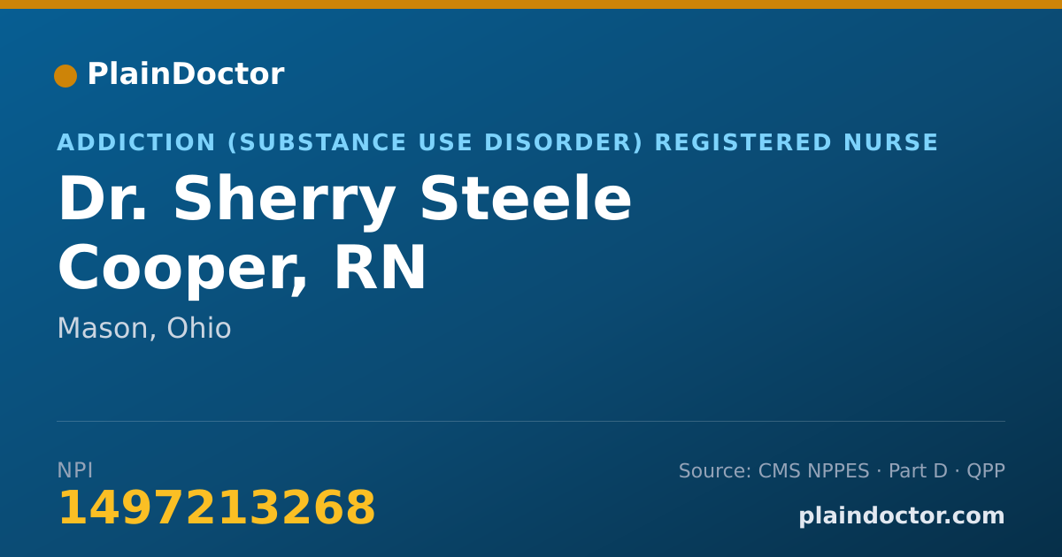Shareable card for Sherry Steele Cooper, RN - Addiction (Substance Use Disorder) Registered Nurse, Mason, OH
