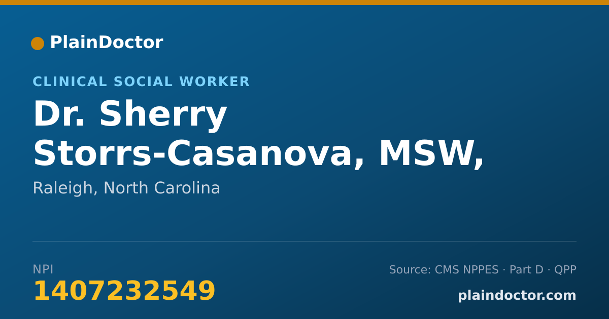Shareable card for Sherry Storrs-Casanova, MSW, LCSWA - Clinical Social Worker, Raleigh, NC