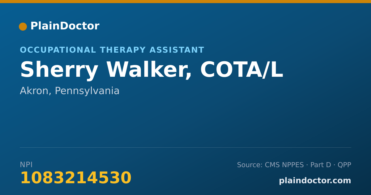 Shareable card for Sherry Walker, COTA/L - Occupational Therapy Assistant, Akron, PA