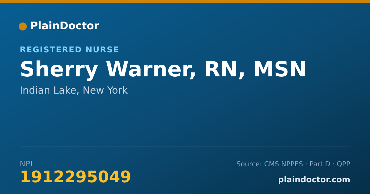 Shareable card for Sherry Warner, RN, MSN - Registered Nurse, Indian Lake, NY