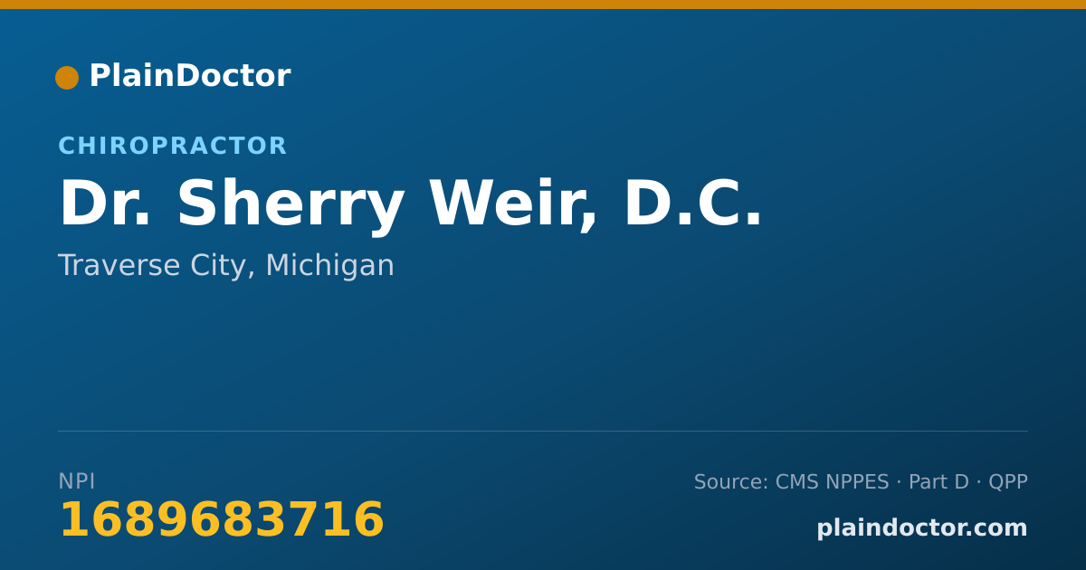 Shareable card for Sherry Weir, D.C. - Chiropractor, Traverse City, MI