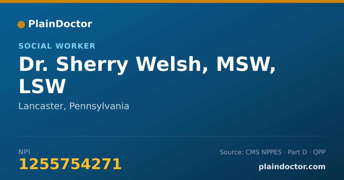 Shareable card for Sherry Welsh, MSW, LSW - Social Worker, Lancaster, PA