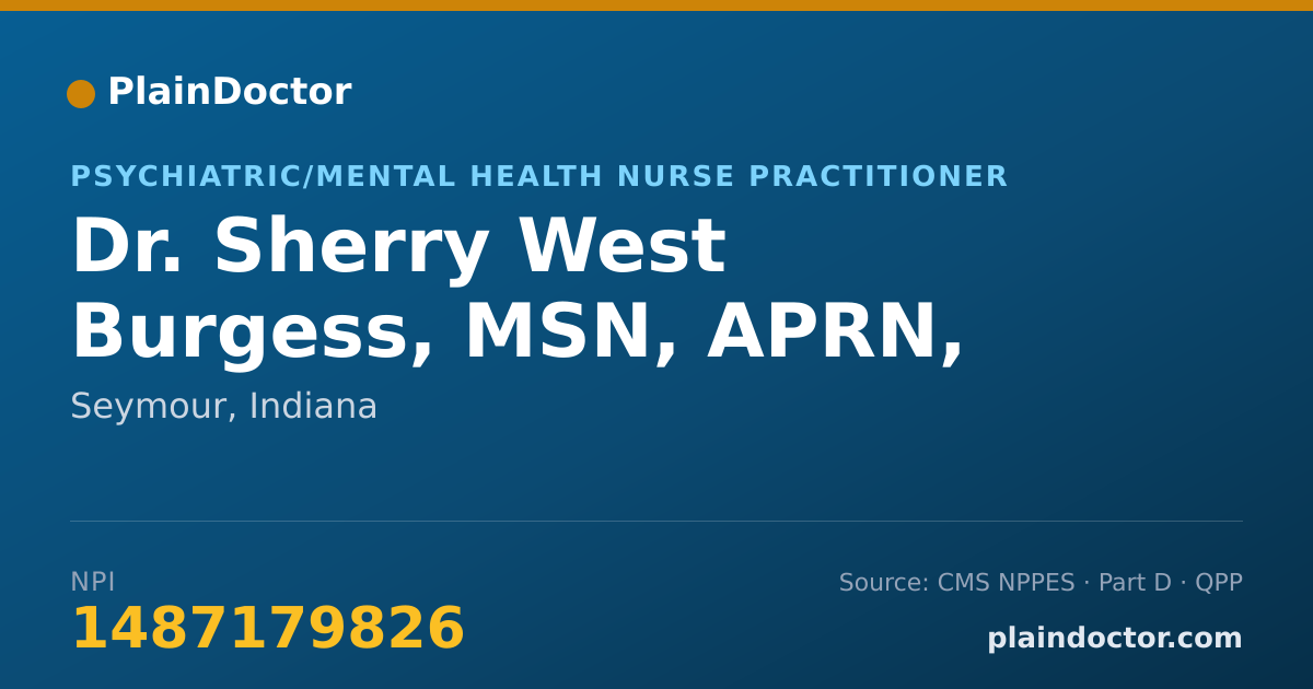 Shareable card for Sherry West Burgess, MSN, APRN, PMHNP - Psychiatric/Mental Health Nurse Practitioner, Seymour, IN
