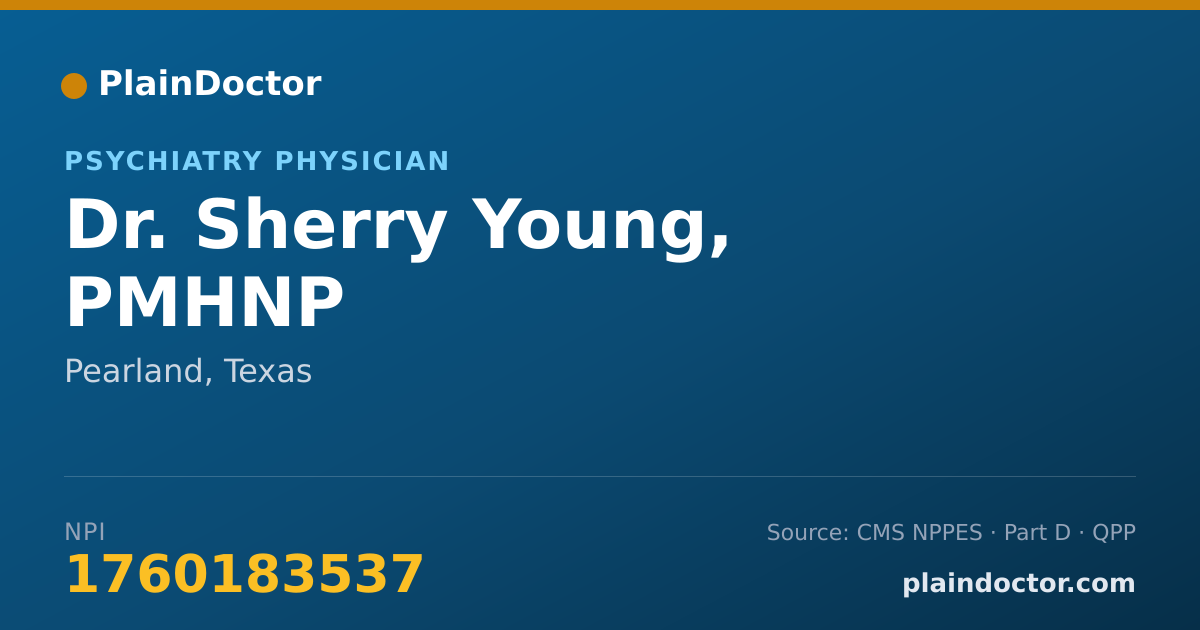 Shareable card for Sherry Young, PMHNP - Psychiatry Physician, Pearland, TX