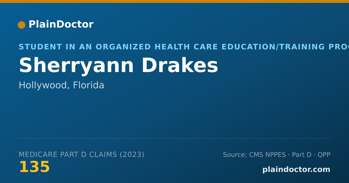 Shareable card for Sherryann Drakes - Student in an Organized Health Care Education/Training Program, Hollywood, FL