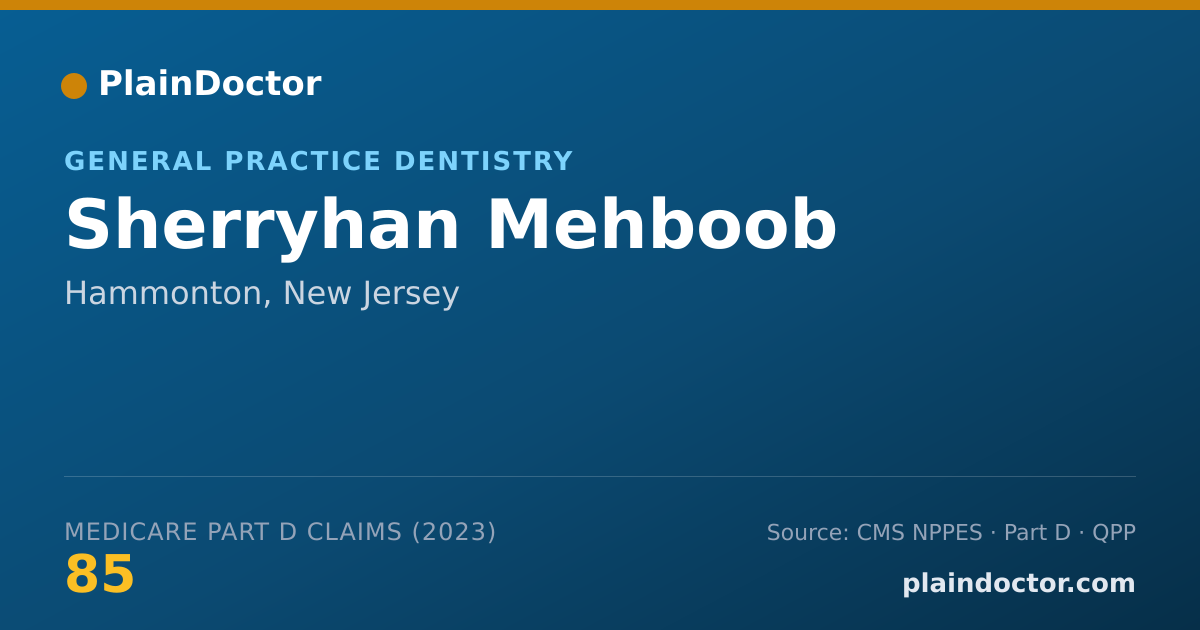 Shareable card for Sherryhan Mehboob - General Practice Dentistry, Hammonton, NJ