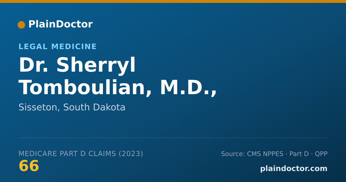 Shareable card for Sherryl Tomboulian, M.D., P.H.D - Legal Medicine, Sisseton, SD