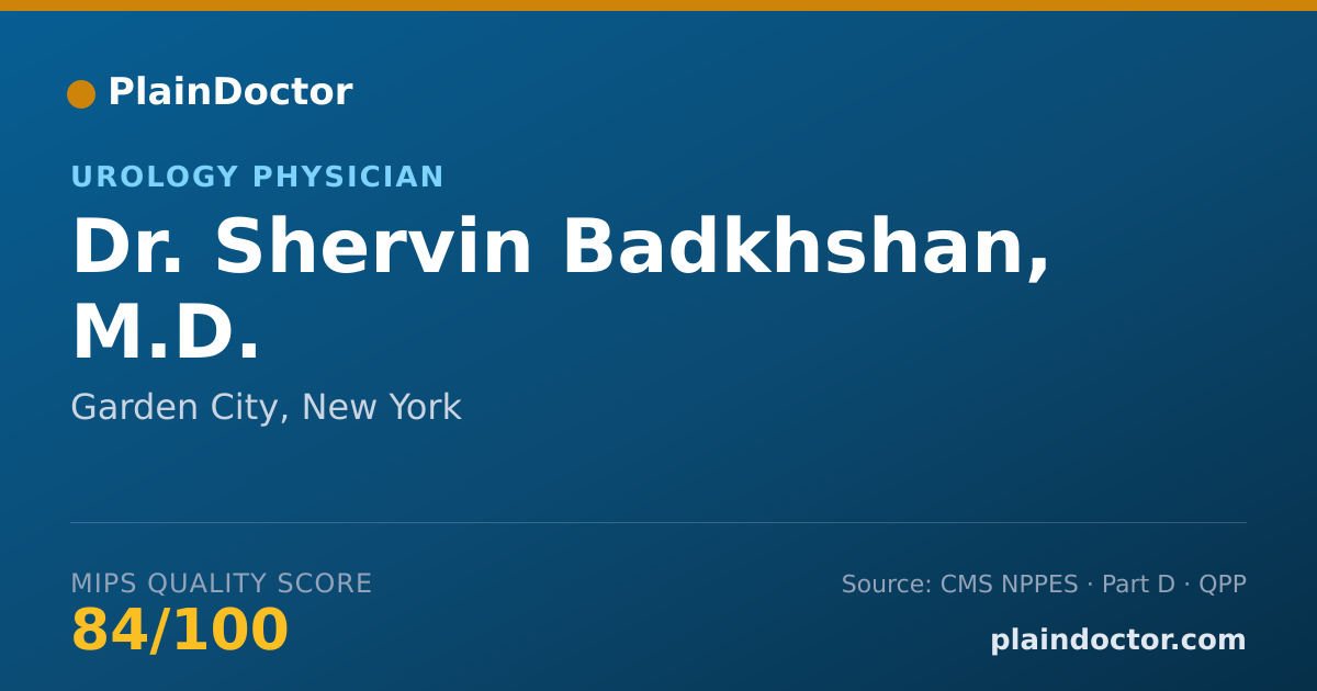 Shareable card for Shervin Badkhshan, M.D. - Urology Physician, Garden City, NY