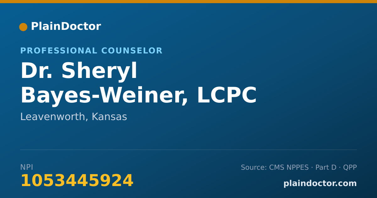 Shareable card for Sheryl Bayes-Weiner, LCPC - Professional Counselor, Leavenworth, KS