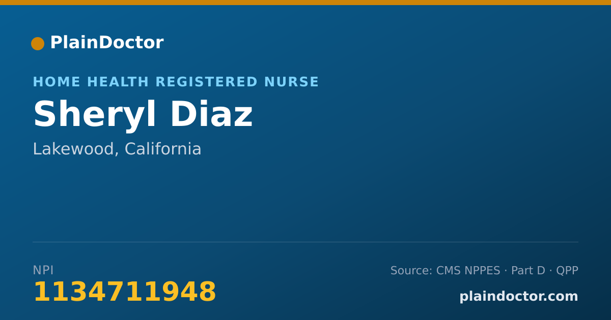 Shareable card for Sheryl Diaz - Home Health Registered Nurse, Lakewood, CA