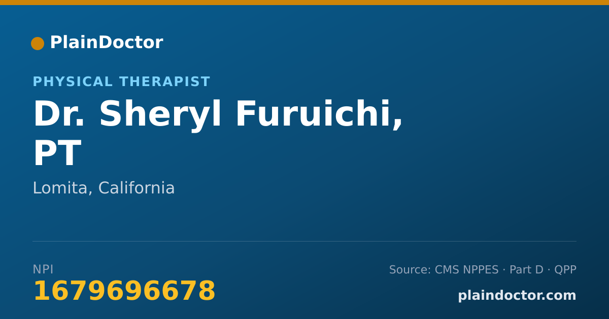 Shareable card for Sheryl Furuichi, PT - Physical Therapist, Lomita, CA