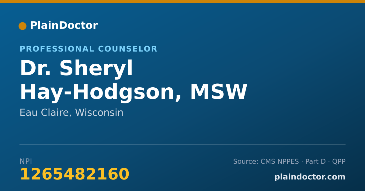Shareable card for Sheryl Hay-Hodgson, MSW - Professional Counselor, Eau Claire, WI