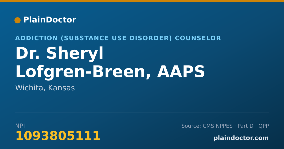 Shareable card for Sheryl Lofgren-Breen, AAPS - Addiction (Substance Use Disorder) Counselor, Wichita, KS