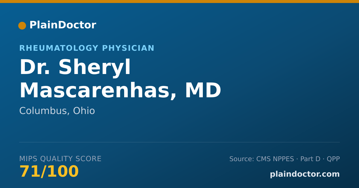 Shareable card for Sheryl Mascarenhas, MD - Rheumatology Physician, Columbus, OH