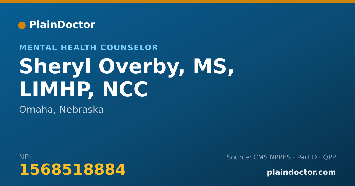 Shareable card for Sheryl Overby, MS, LIMHP, NCC - Mental Health Counselor, Omaha, NE