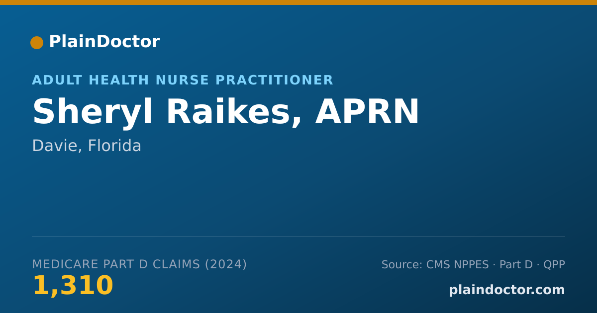 Shareable card for Sheryl Raikes, APRN - Adult Health Nurse Practitioner, Davie, FL