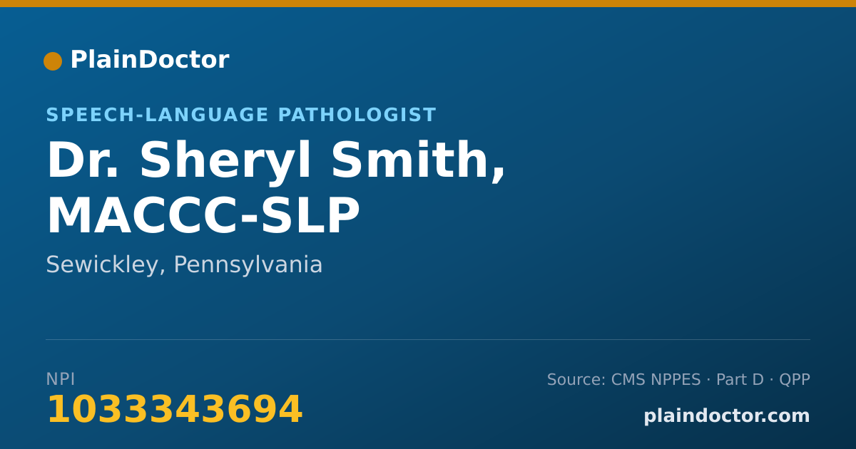 Shareable card for Sheryl Smith, MACCC-SLP - Speech-Language Pathologist, Sewickley, PA