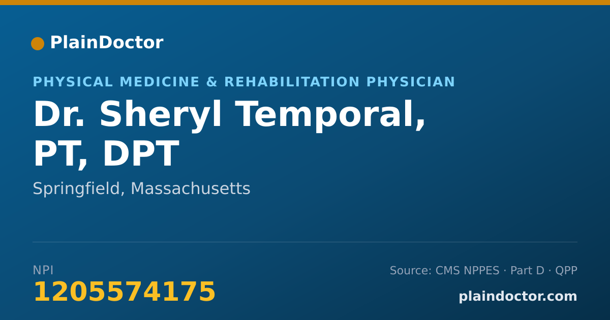 Shareable card for Sheryl Temporal, PT, DPT - Physical Medicine & Rehabilitation Physician, Springfield, MA