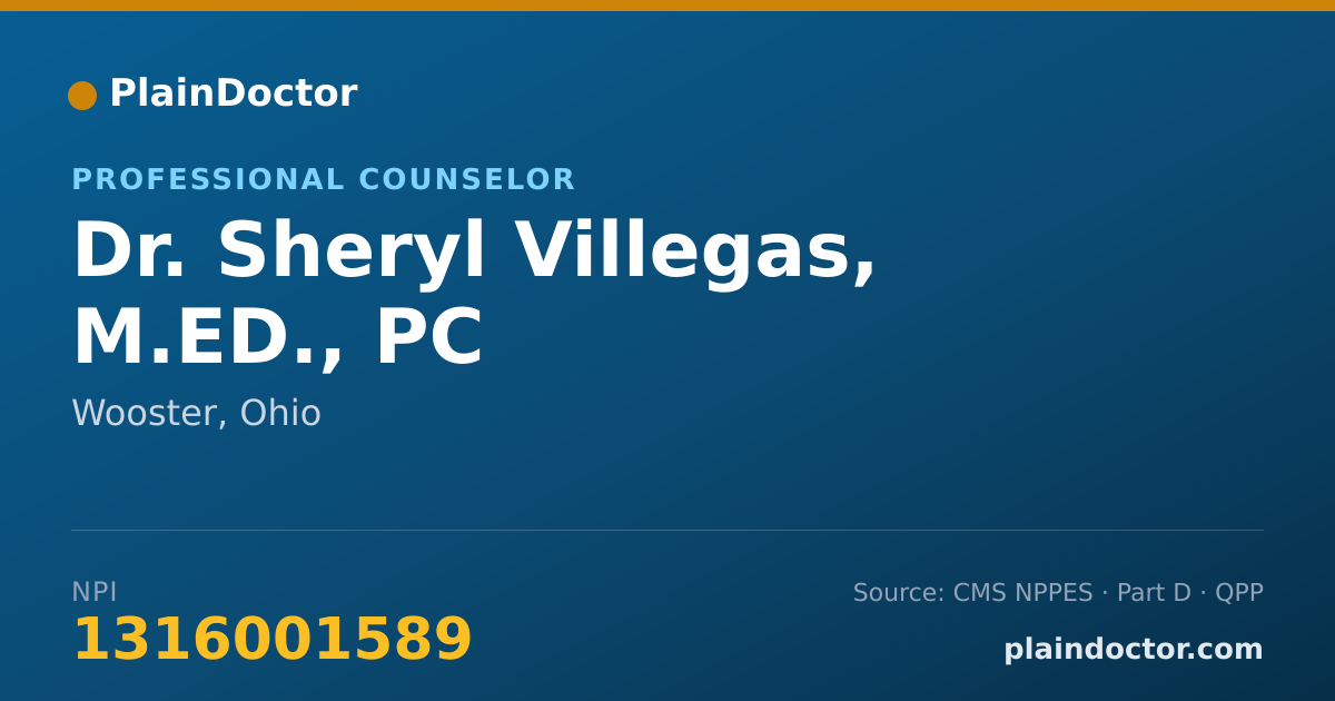 Shareable card for Sheryl Villegas, M.ED., PC - Professional Counselor, Wooster, OH