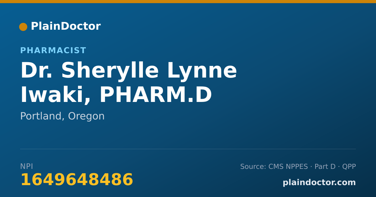 Shareable card for Sherylle Lynne Iwaki, PHARM.D - Pharmacist, Portland, OR