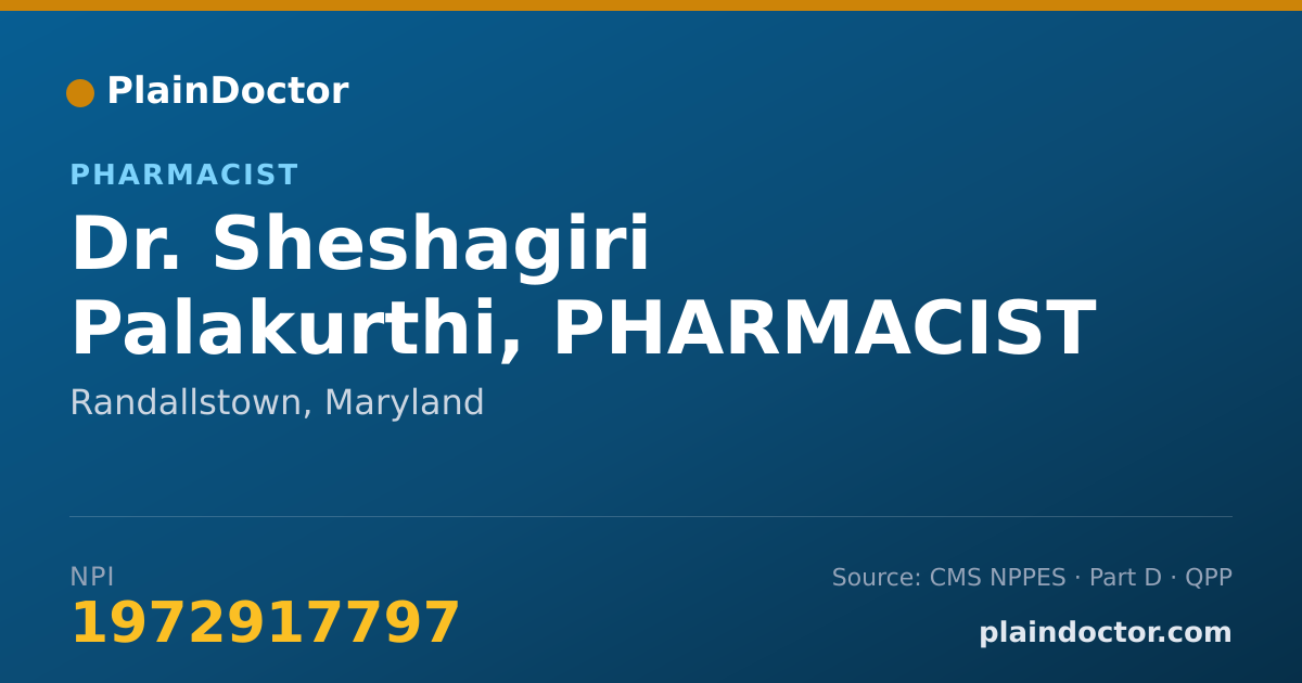 Shareable card for Sheshagiri Palakurthi, PHARMACIST - Pharmacist, Randallstown, MD