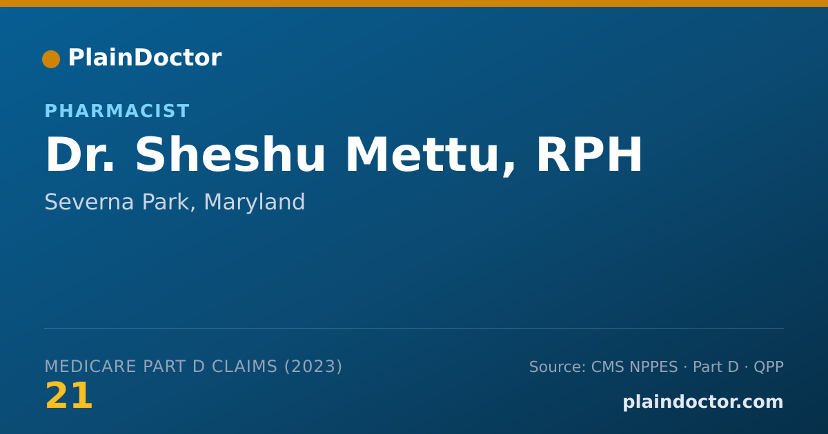 Shareable card for Sheshu Mettu, RPH - Pharmacist, Severna Park, MD