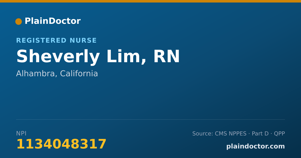 Shareable card for Sheverly Lim, RN - Registered Nurse, Alhambra, CA