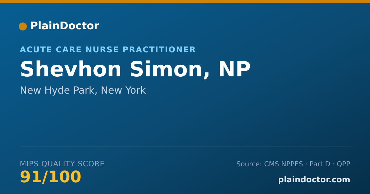 Shareable card for Shevhon Simon, NP - Acute Care Nurse Practitioner, New Hyde Park, NY