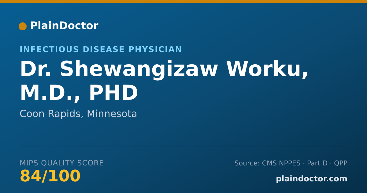 Shareable card for Shewangizaw Worku, M.D., PHD - Infectious Disease Physician, Coon Rapids, MN