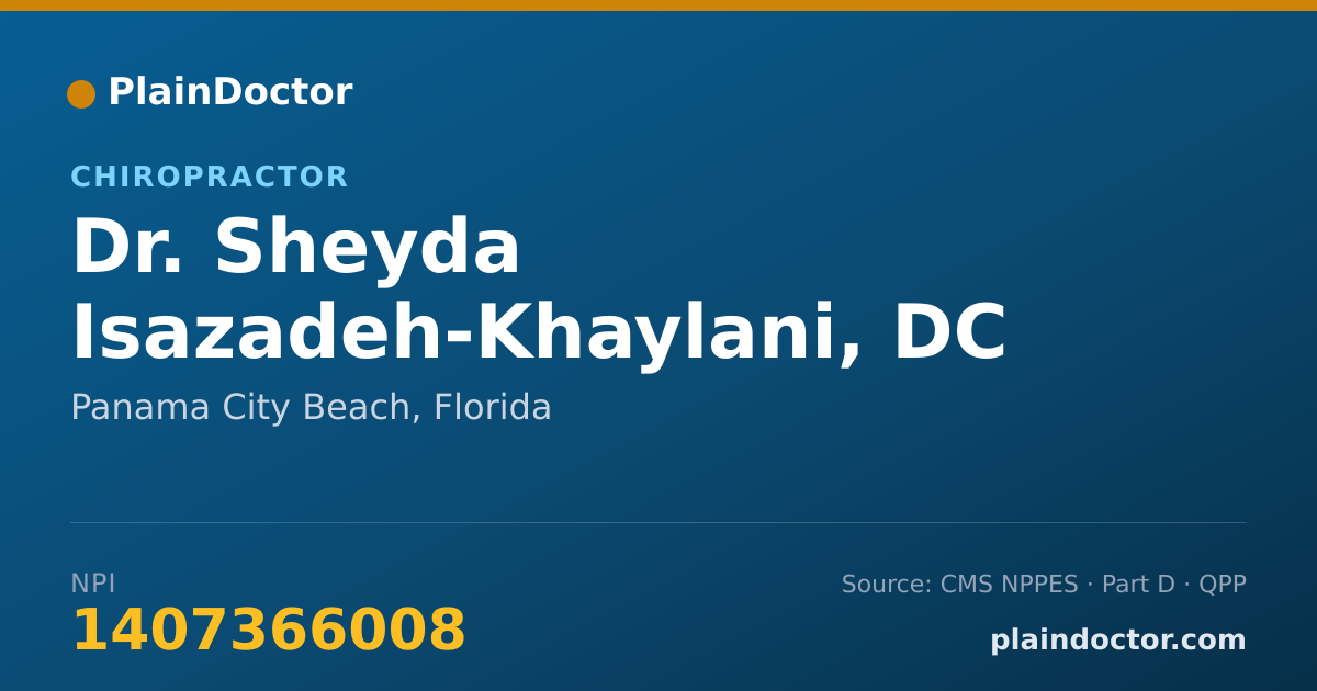 Shareable card for Sheyda Isazadeh-Khaylani, DC - Chiropractor, Panama City Beach, FL