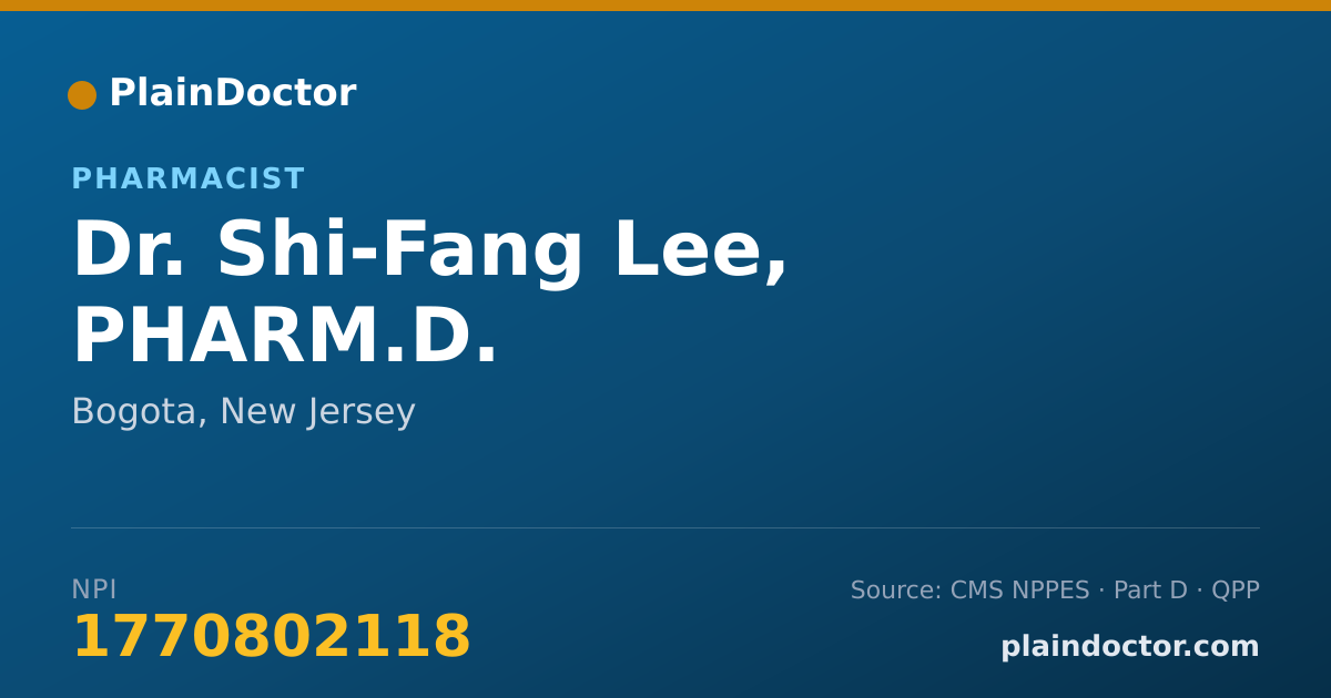 Shareable card for Shi-Fang Lee, PHARM.D. - Pharmacist, Bogota, NJ