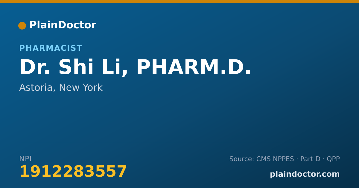 Shareable card for Shi Li, PHARM.D. - Pharmacist, Astoria, NY