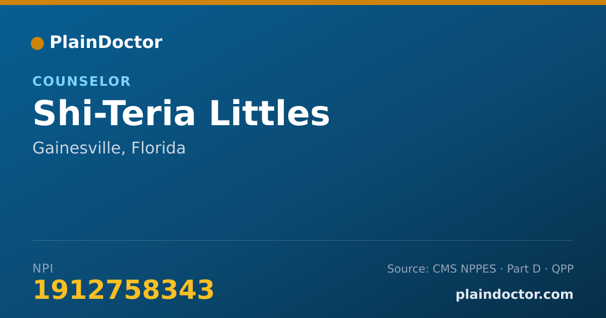 Shareable card for Shi-Teria Littles - Counselor, Gainesville, FL