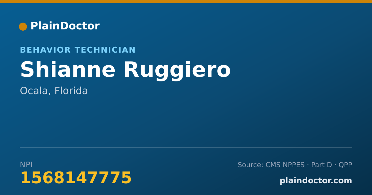 Shareable card for Shianne Ruggiero - Behavior Technician, Ocala, FL