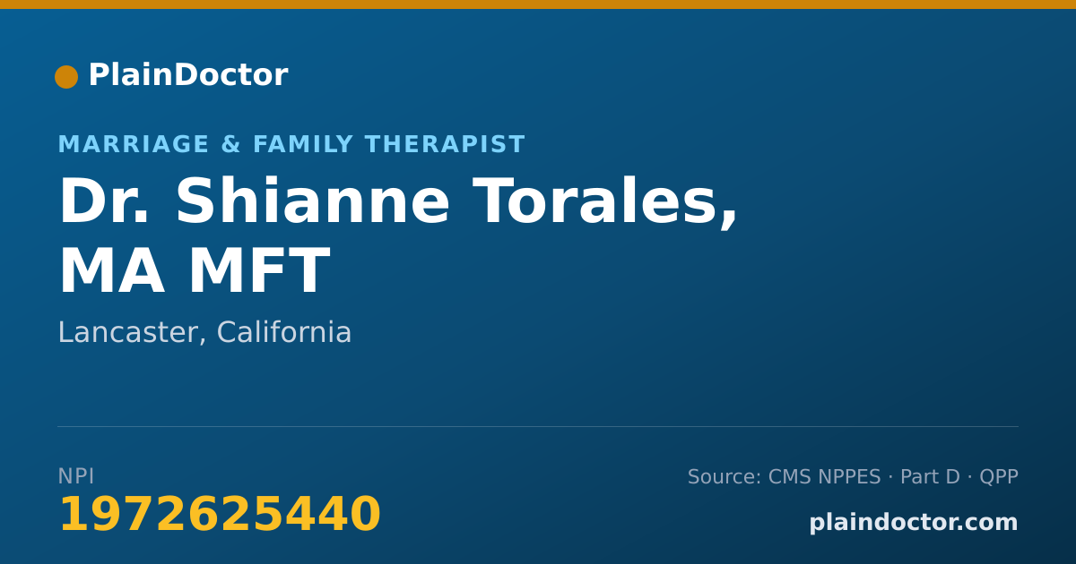 Shareable card for Shianne Torales, MA MFT - Marriage & Family Therapist, Lancaster, CA