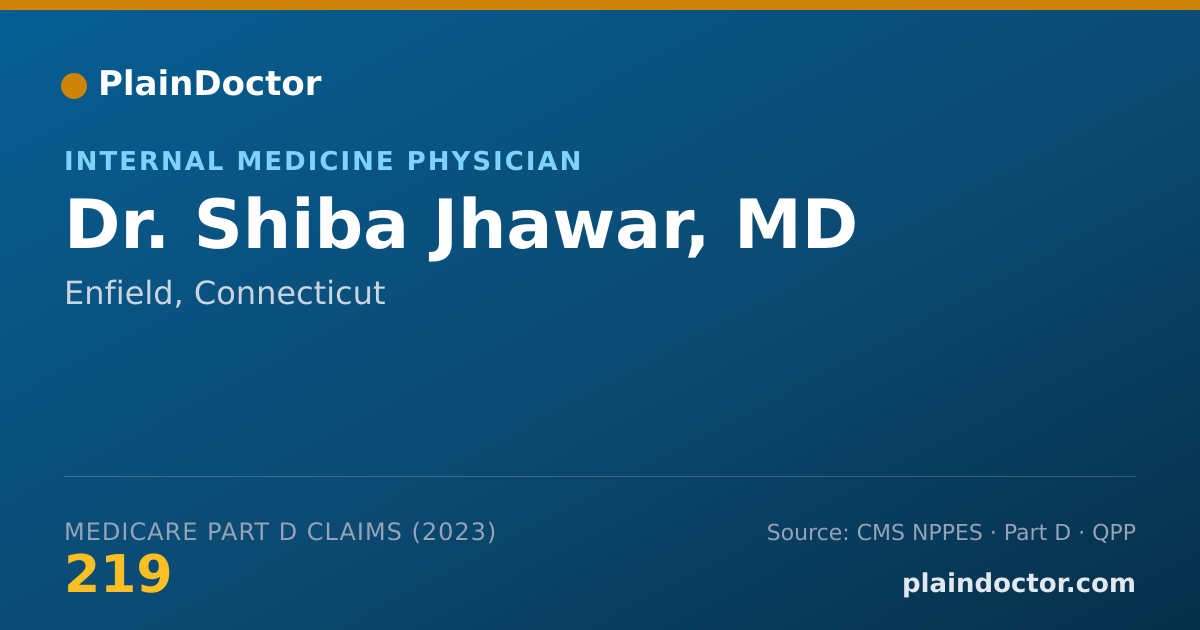 Shareable card for Shiba Jhawar, MD - Internal Medicine Physician, Enfield, CT