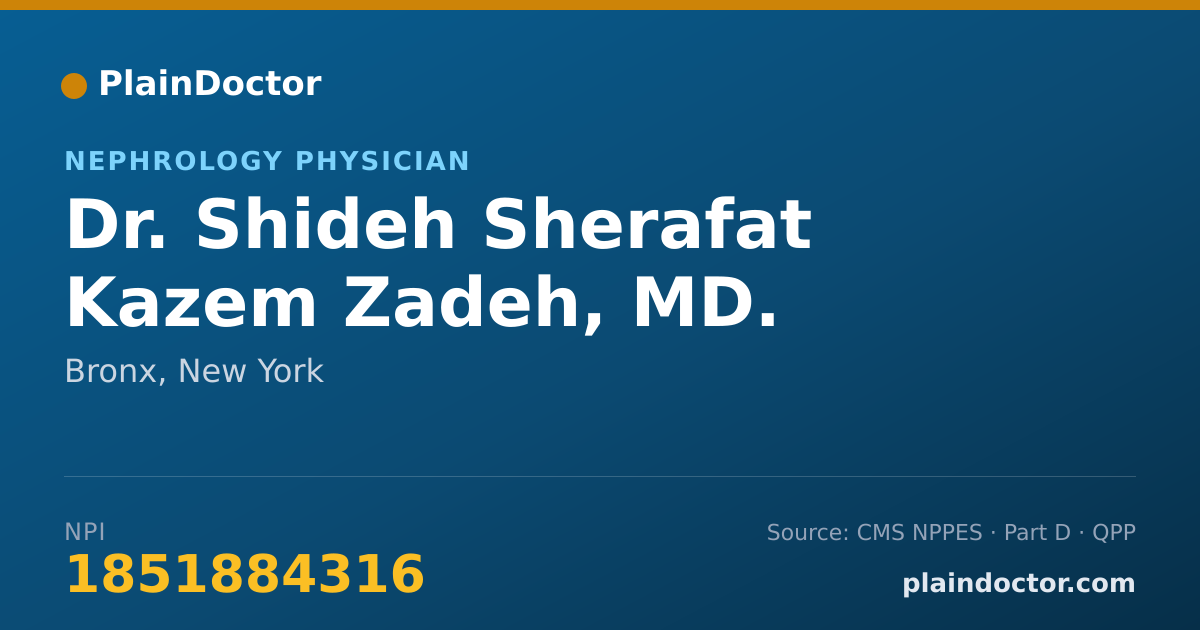 Shareable card for Shideh Sherafat Kazem Zadeh, MD. - Nephrology Physician, Bronx, NY