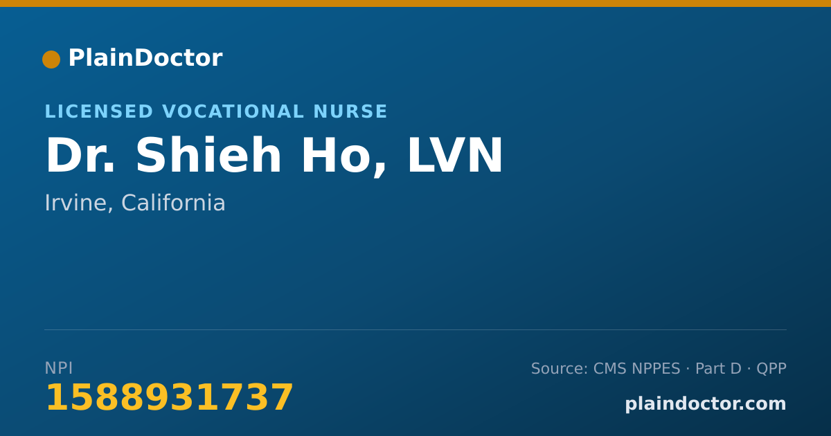 Shareable card for Shieh Ho, LVN - Licensed Vocational Nurse, Irvine, CA
