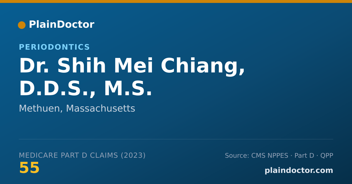 Shareable card for Shih Mei Chiang, D.D.S., M.S. - Periodontics, Methuen, MA
