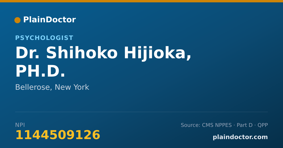 Shareable card for Shihoko Hijioka, PH.D. - Psychologist, Bellerose, NY